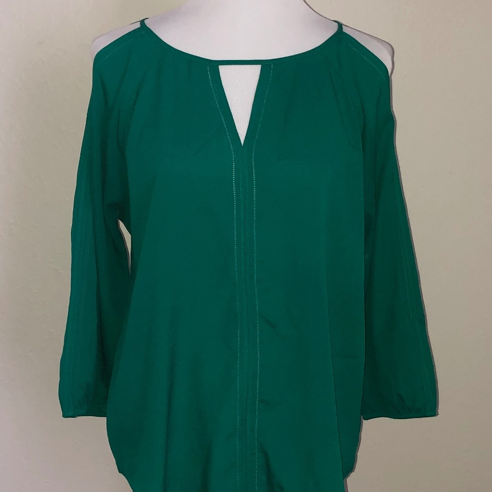 Kelly Green Open Shoulder Blouse